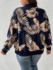 Elegant Floral Zippered Long Sleeve Baseball Collar Jacket - Plus Size for Autumn & Winter