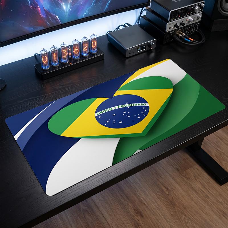 Brazil Football Crest Mouse Pad, Extended Non Slip Rubber Desk Mat for Gaming Office Laptop Fan Gift