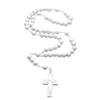 Wood Beads Rosary With White Beads and Crosses Pendants for Prayer Meditations Elegant Wood Grains Rosary Beads