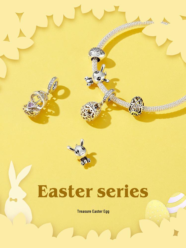 Ziyun Silver S925 Easter Egg Pendant: Fashionable, Openable, DIY Beaded Accessory SCC1465