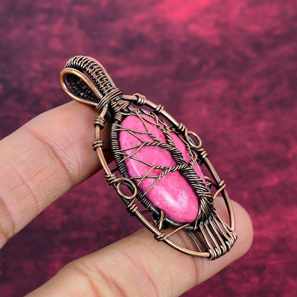Tree Of Life Thulite Pendant Gemstone Jewelry Copper Wire Wrapped Antique Pendant
