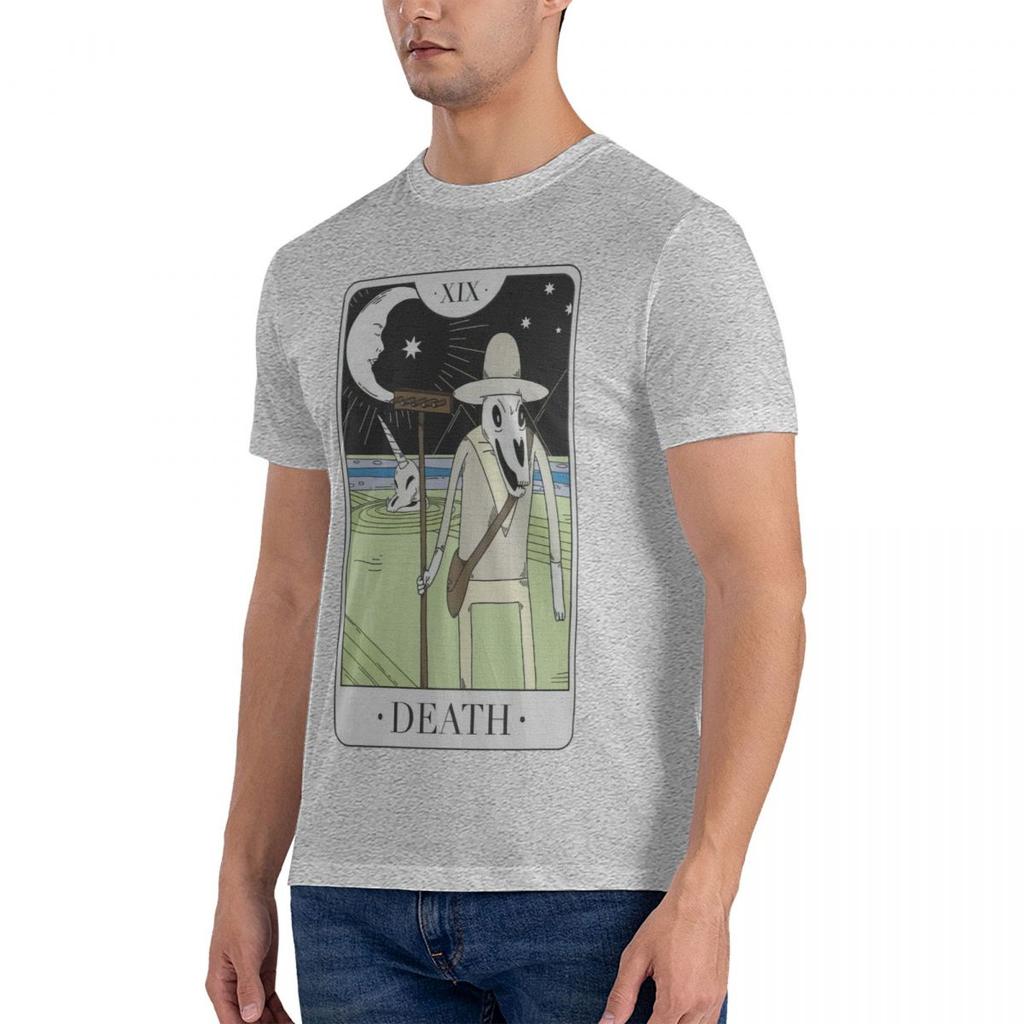 Tarot Card Death T Shirt Adventure Cartoon Time Novelty Pure Cotton Tee Shirt Crewneck Short Sleeve TShirt Gift Idea Clothes
