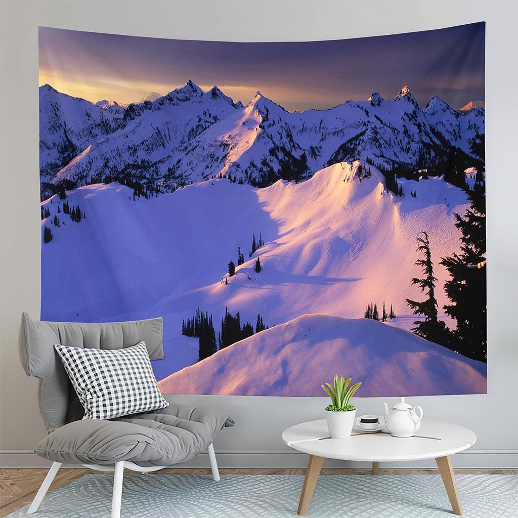 Snow Mountain Tapestry Snow Covered Trees Tapestry Natural Scenery Tapestry Wall Hanging Tapestries Art Living Room Bedroom Dorm