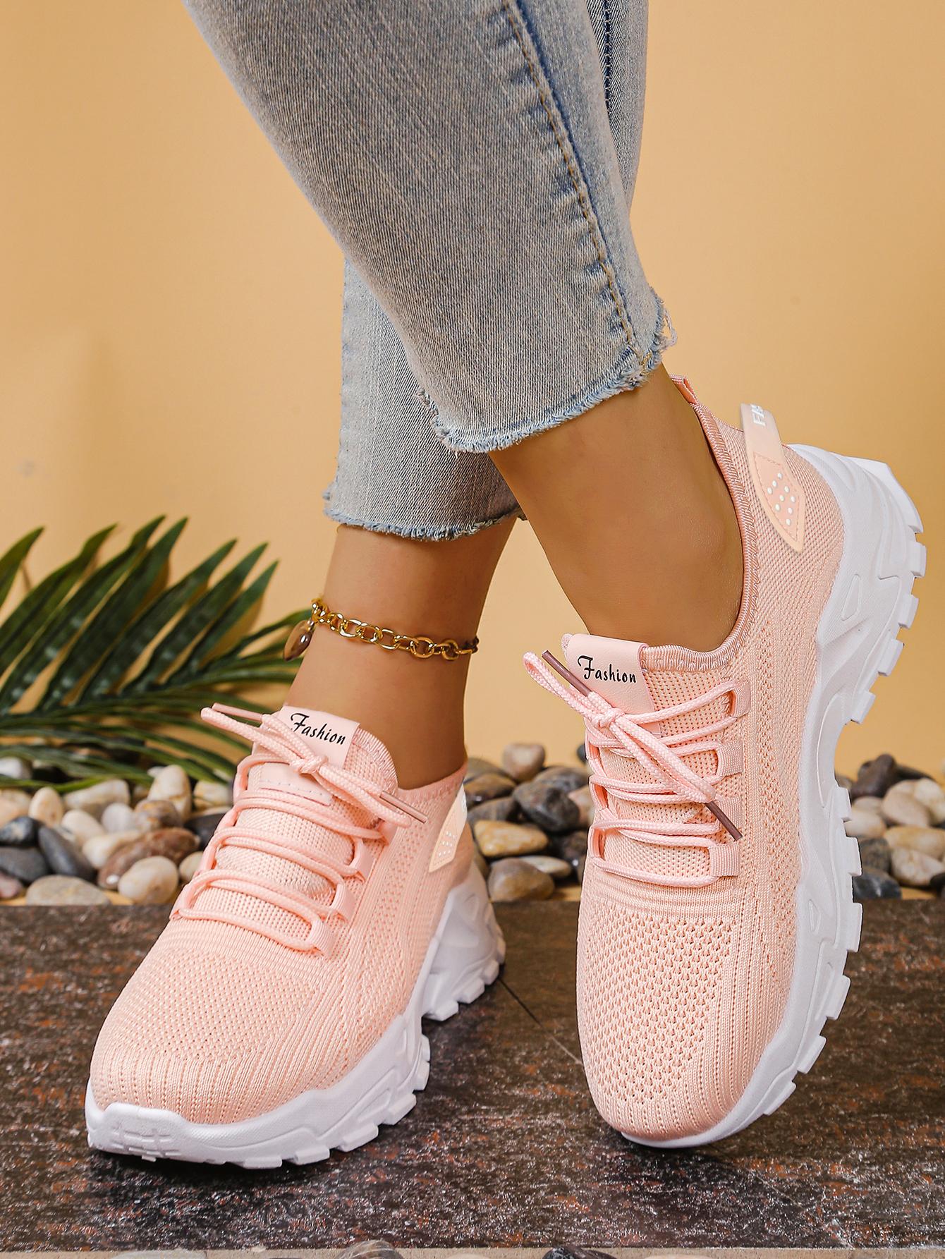 

Women S Casual Shoes, Trendy And Versatile, Mesh, Breathable, Soft-Soled, Lace-Up Casual Sports Shoes 37