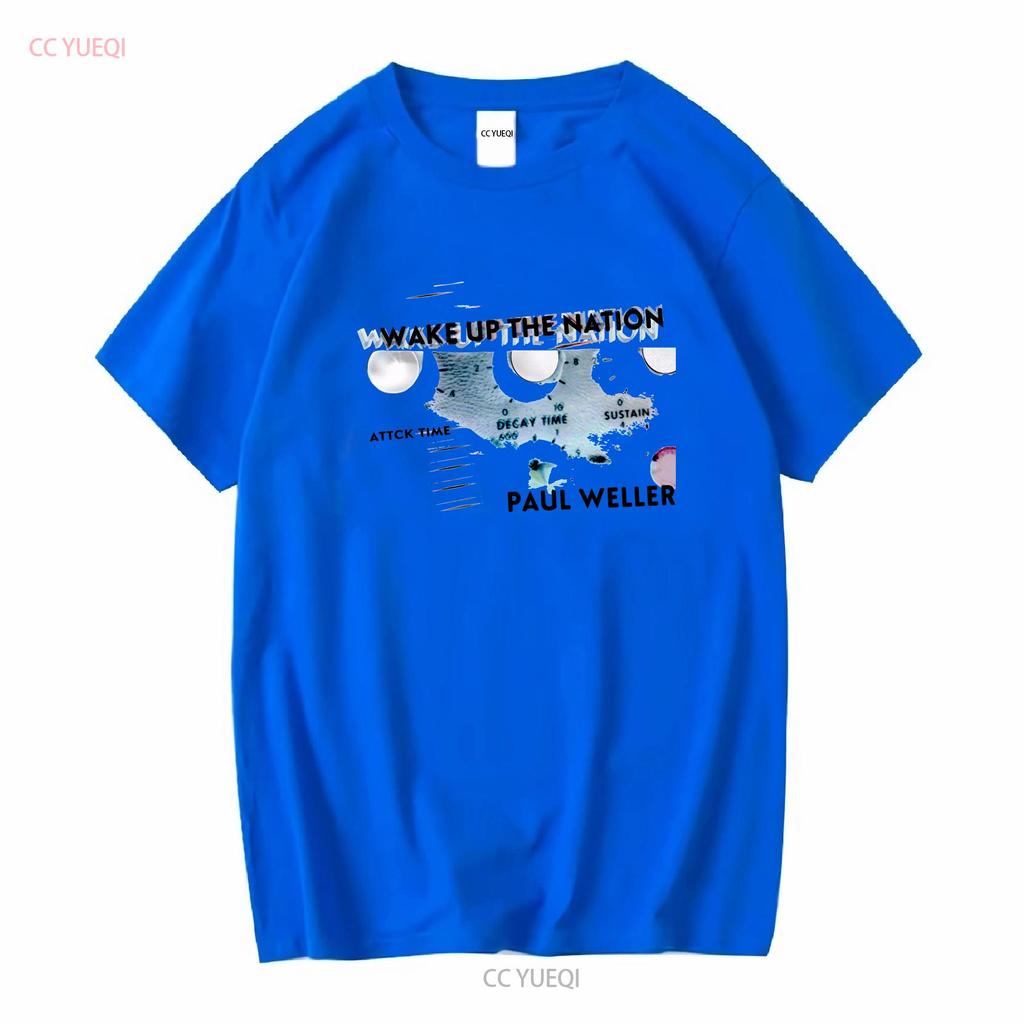 PAUL WELLER WAKE UP THE NATION WHITE T SHIRT NEW OFFICIAL MOD JAM STYLE COUNCIL long or short sleeves vintage Washed Stretched