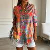 Women's Boho Floral Print Button Down Shirt, Casual Long Sleeve Oversized Blouse with Pockets