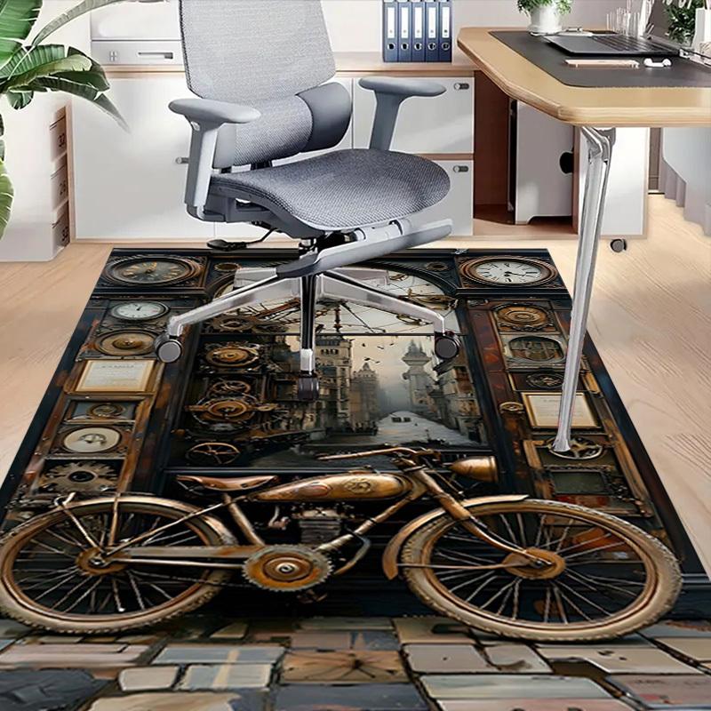 1PC Clock Tower Bicycle Non-Slip Floor Carpet Compatible for Office&Living Room&Bedroom&Dining room - Flat - Weave Machine-S0345