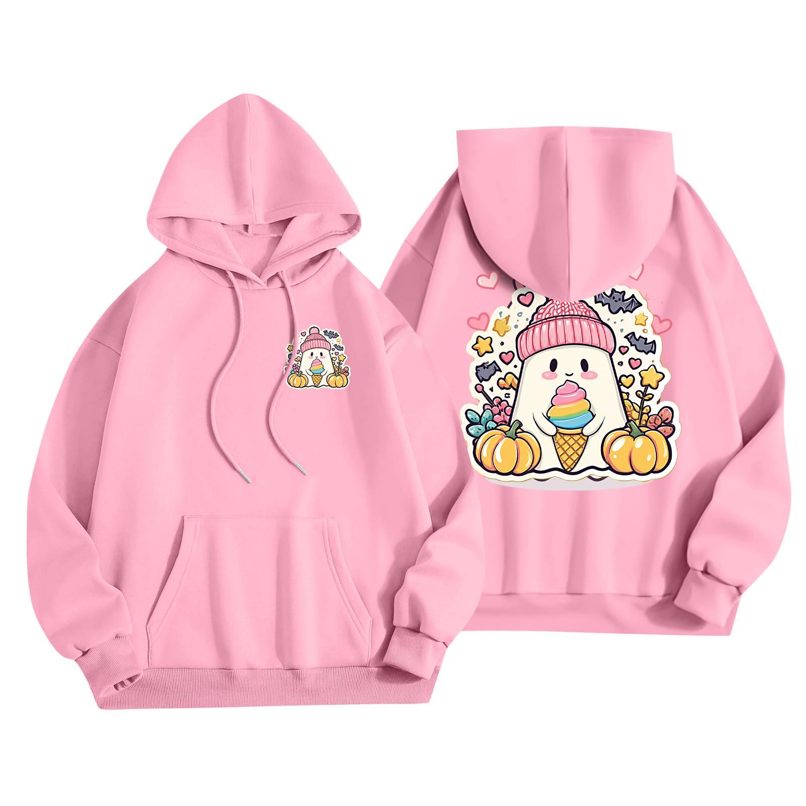 

Children s Casual Fashion Halloween Print Long-Sleeved Hooded Sweatshirt 100 розовый