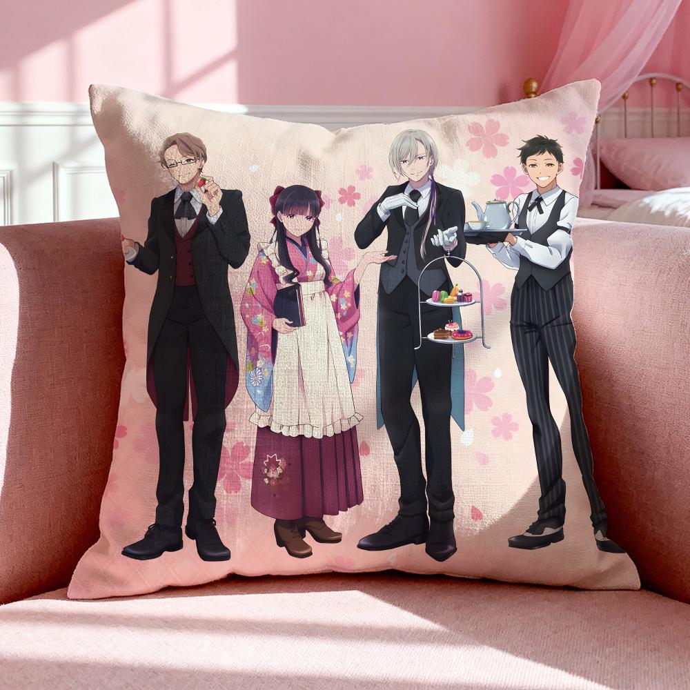 Anime M-My Happy Marriage Cushion Cover Breathable Linen Pillowcase Summer Odorless Eco-Friendly Invisible Zipper Washable
