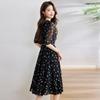 Women's floral dress summer new fashion temperament versatile V-neck printed medium and long skirt