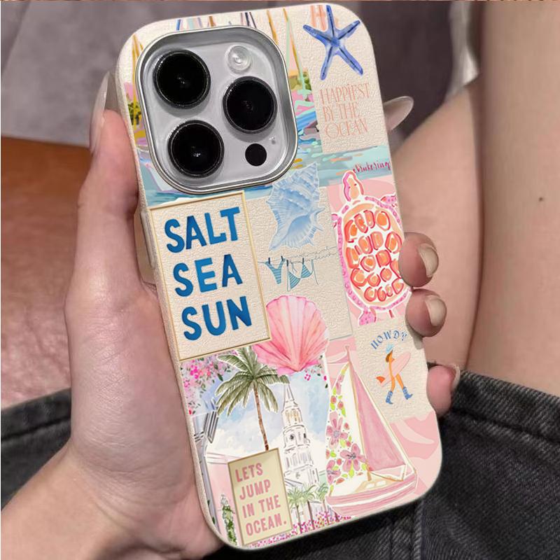 

Свежий чехол для телефона с пляжным элементом для Samsung Galaxy S25 S24 S23 Ultra S22 Plus S24 S21 FE A35 A15 A56 A36 A55 Чехол с текстурой личи Galaxy S22 5G