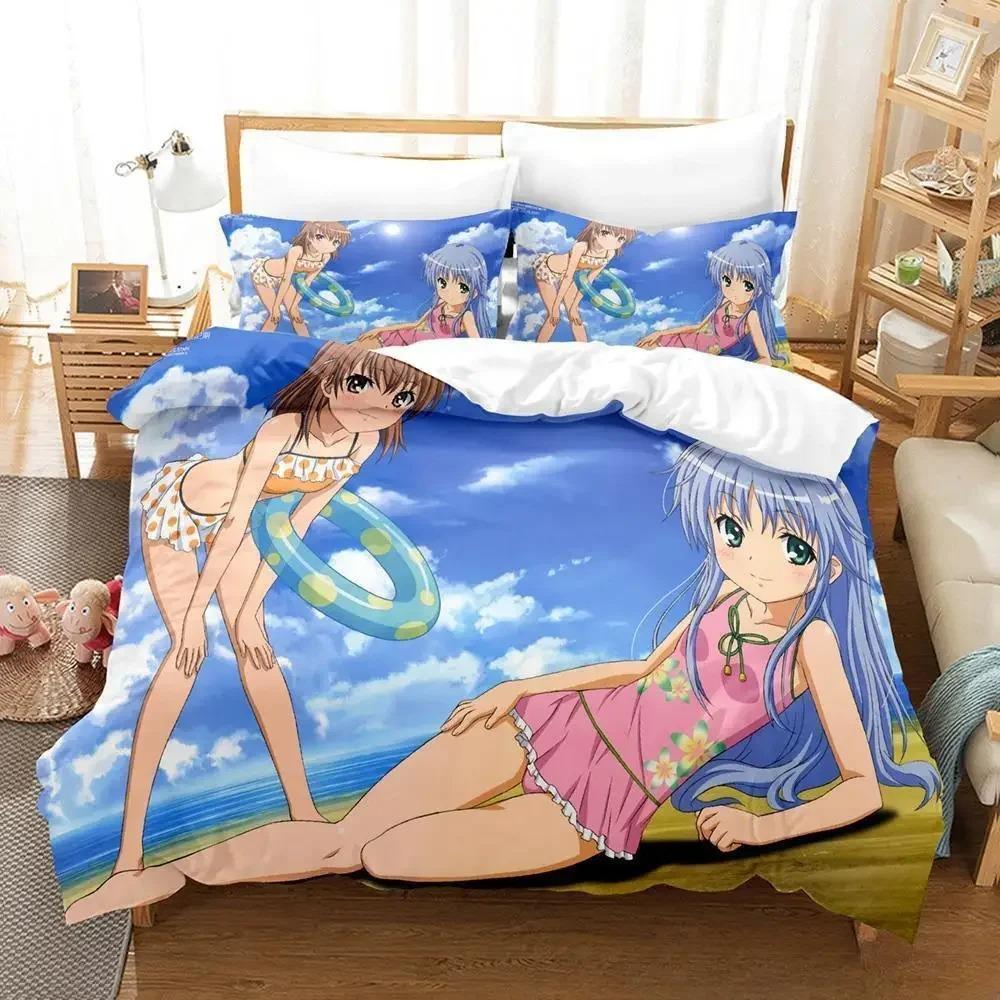 Hip Hop Misaka Mikoto Bettwäsche Set Cartoon Anime dreiteiliges Set Erwachsene Kind Schlafzimmer Bettdeckenbezug Sets Kawaii Mädchen Einzelbettwäscheset