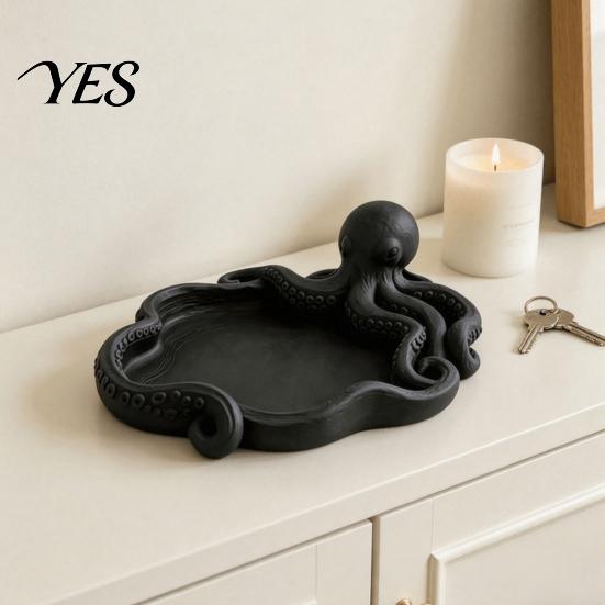 Animal Succulents Pot 3D Printed Octopus Jewelry Tray for Small Items, Ocean Theme Tabletop Shelf Organizer Storage Tray, Multifunctional Desktop