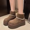 Fashion Platform Thick Bottom Fur Women Snow Boots Autumn Winter Women's Shoes Female Warm Cotton Height Increase  Short Booties