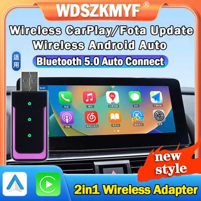 Evrensel Kablosuz Carplay Adaptörü Carplay Android Auto 2si1 Arada USB&Type-C Çift Bağlantı Noktalı Carplay Kutusu Tak ve Çalıştır Araba Aksesuarları