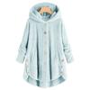 Autumn and Winter Fashion Women's Clothing European and American Style Button Plush Coat Irregular Plush Top Solid Color Coat