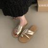 Korean Version of Retro Toe Slippers Women's Summer Wear 2025 New Niche Flat-bottomed Soft-soled Beach Sandals