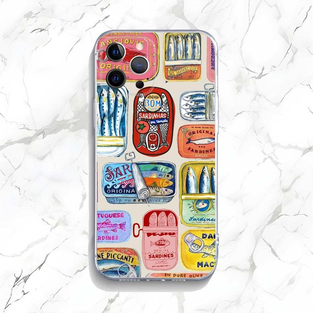 

Canned Sardines Phone Case For iPhone 15,14,13,12,11 Plus,Pro,Max,XR,XS,X,7,8 Plus,SE,Mini Transparent Silicone Soft iPhone7