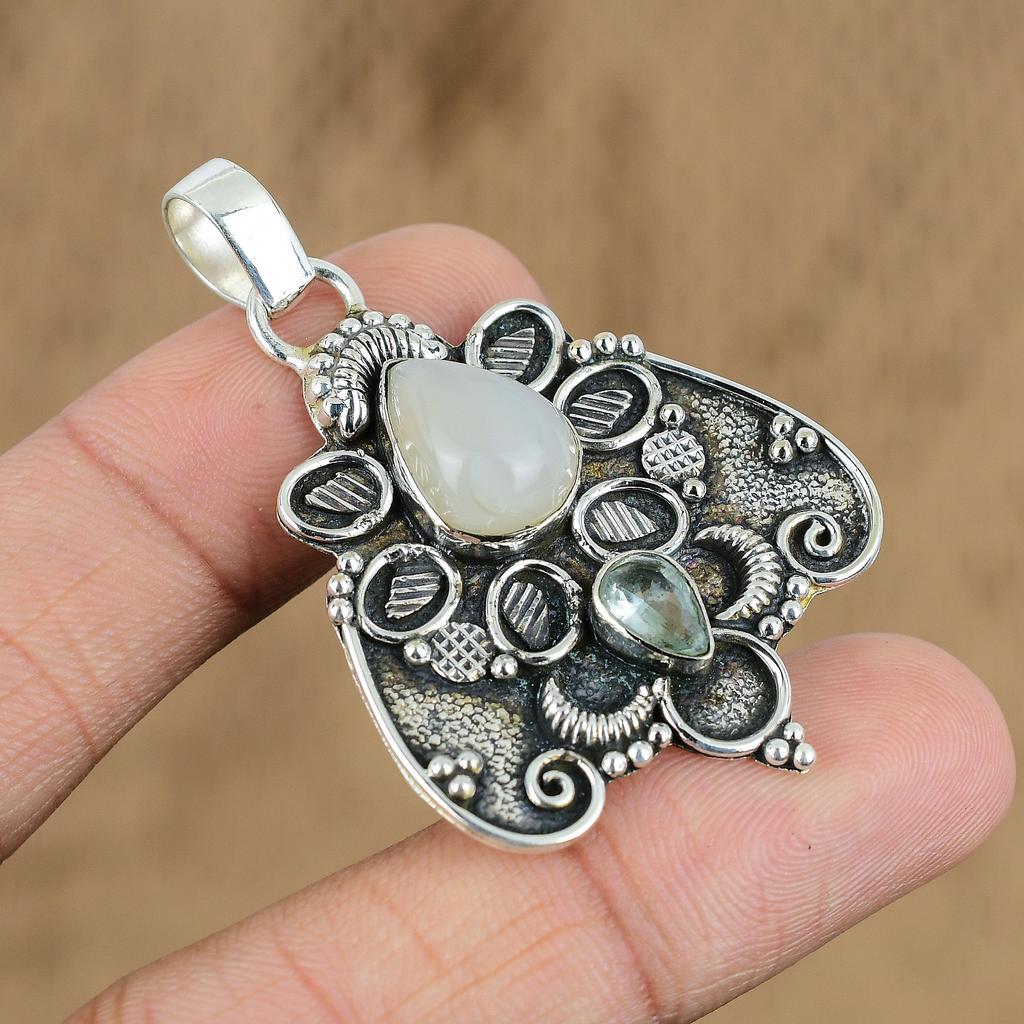 Gift For Women Jewelry Pendant 925 Sterling Silver Natural Moonstone Gemstone