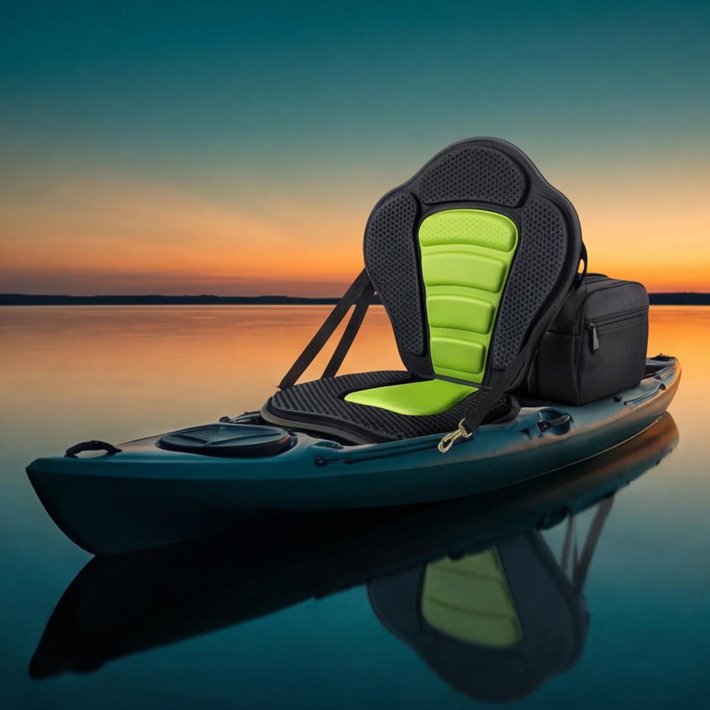 Kayak Seat: 600D Polyester Padded Backrest with 4 Adjustable Straps - Detachable Storage Bag Universal Canoe Chair for Fishing Boats Paddleboards