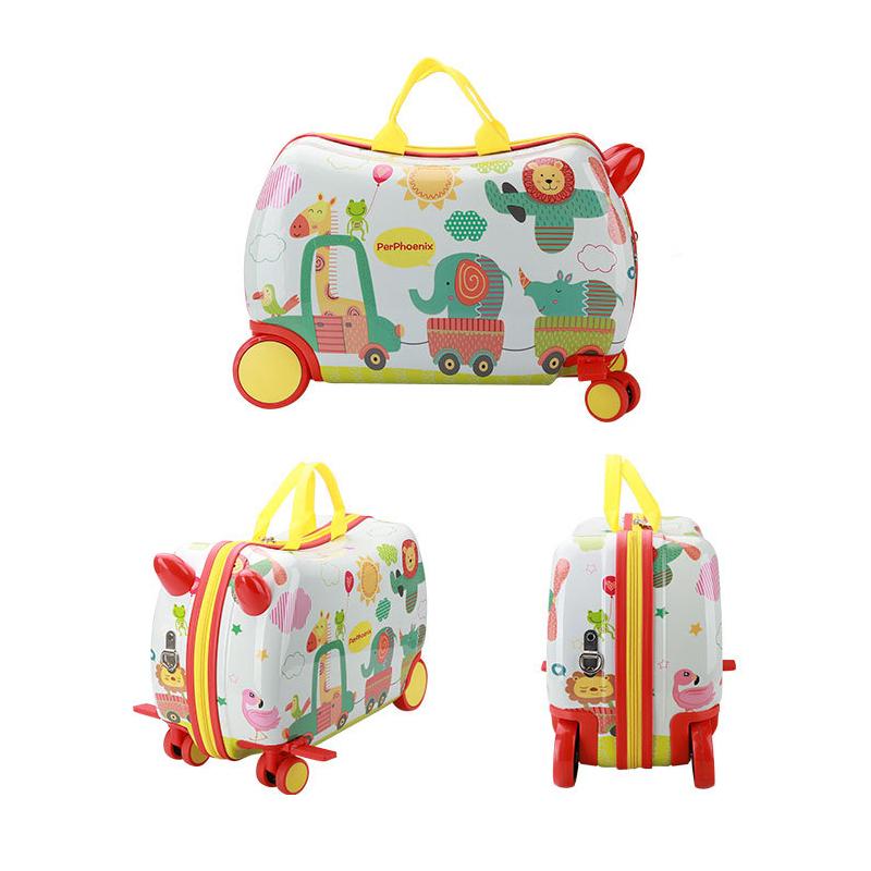Cartoon Kids Luggage Can Sit Or Ridden Children Travel Bag Trolley Suitcase On Spinner Wheel Cute Kids Gift Rolling Luggage