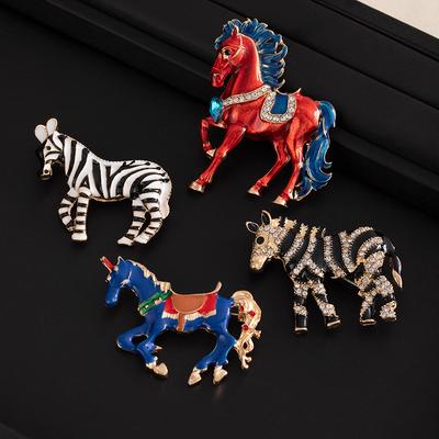 Retro-Emaille mit Diamanten, Sternzeichen Pferd Brosche, Hochwertiges Erfolgsgefühl, Korsage Kragen, Anzug und Accessoires