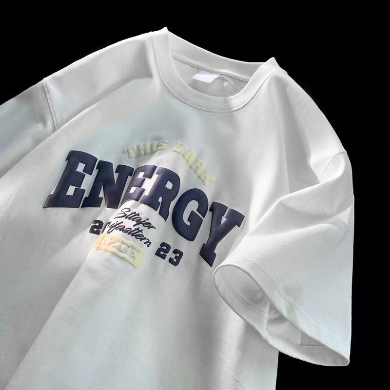 Men's Burgundy Oversized Retro Summer T-Shirt - Short Sleeve, Pure Cotton, Five-Sleeve Trend