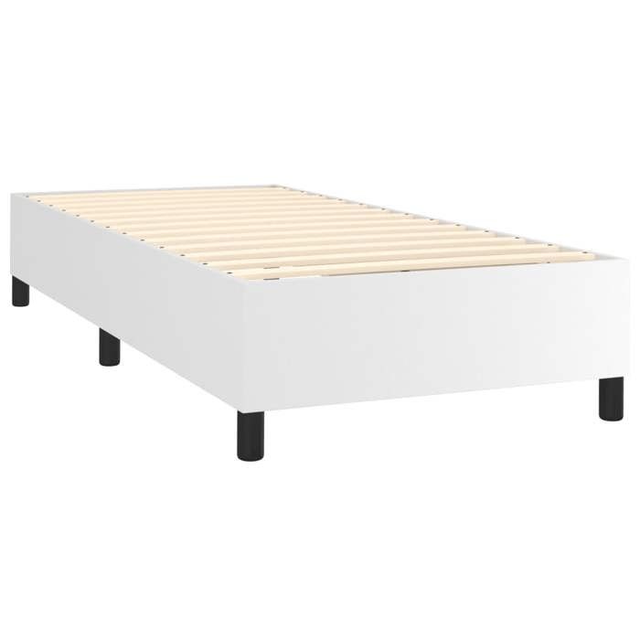 Maison Exclusive - Sommier à lattes de lit avec matelas Blanc 100x200cm Similicuir