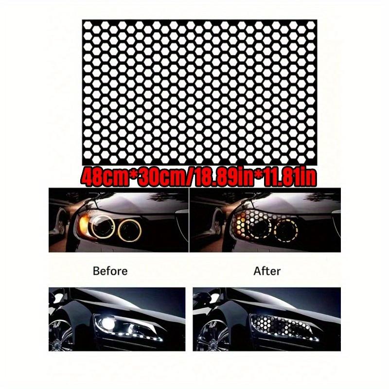 1pc Black Car Rear Light Honeycomb Sticker, Black Carbon Fiber Style Decal, Car Lights Universal