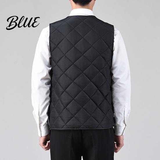 Sleeveless Jacket Men Closure V-Neck Vest with Down Padding Autumn Winter Pocket Button Solid Color
