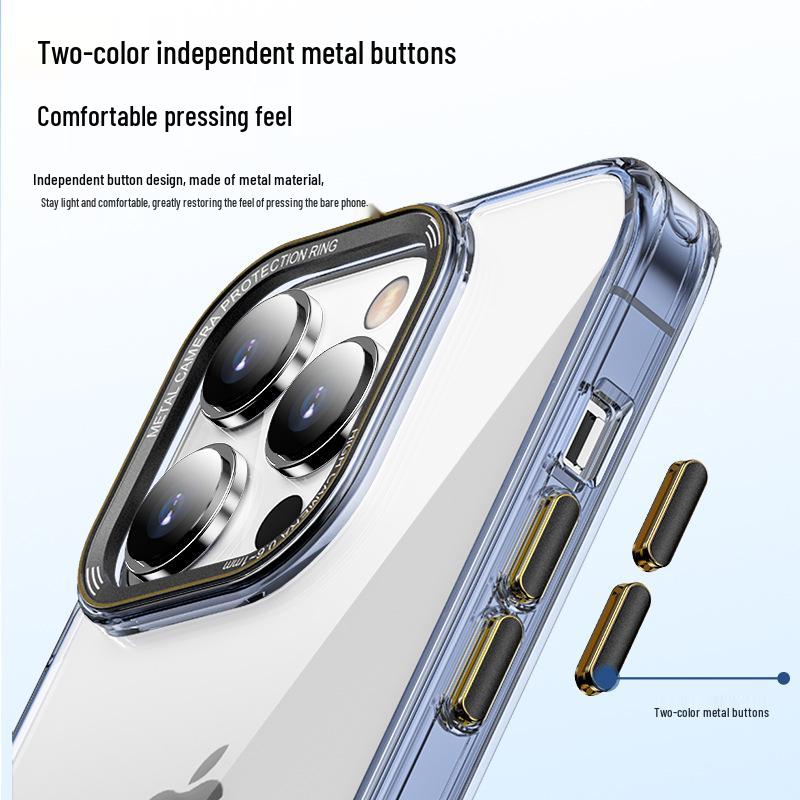 Transparent Anti-Drop Metal Color Block Case for iPhone 13/14/14 Pro Max