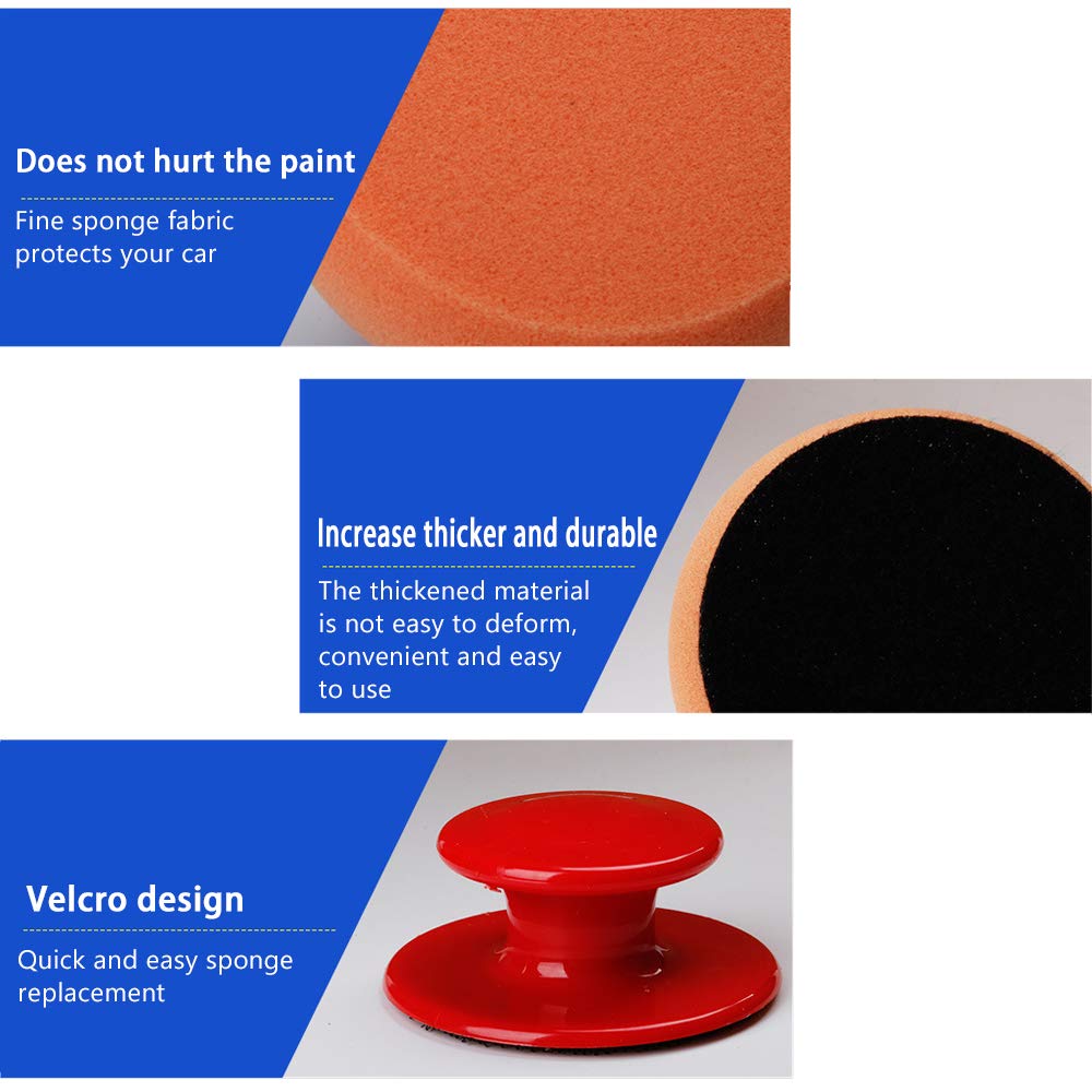 Auto-Wachs-Applikator-Pads-Set, weicher Schwamm-Applikator-Schaum-Wachs-Pad mit Griff zum automatischen Polieren, Reinigen und Wachsen