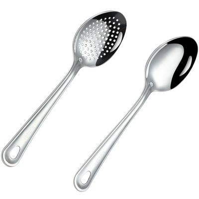 2-teiliges Servierlöffel-Set aus Edelstahl, Küchenhelfer-Set, Schlitzlöffel, heiß, ergonomisch, Schlitzlöffel, Topf, ergonomisch, Restaurant