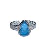 Sea Blue Gourd With Diamonds, Lace Open Ring, Niche Personality, Light Luxury, High-End Ring, Female.
