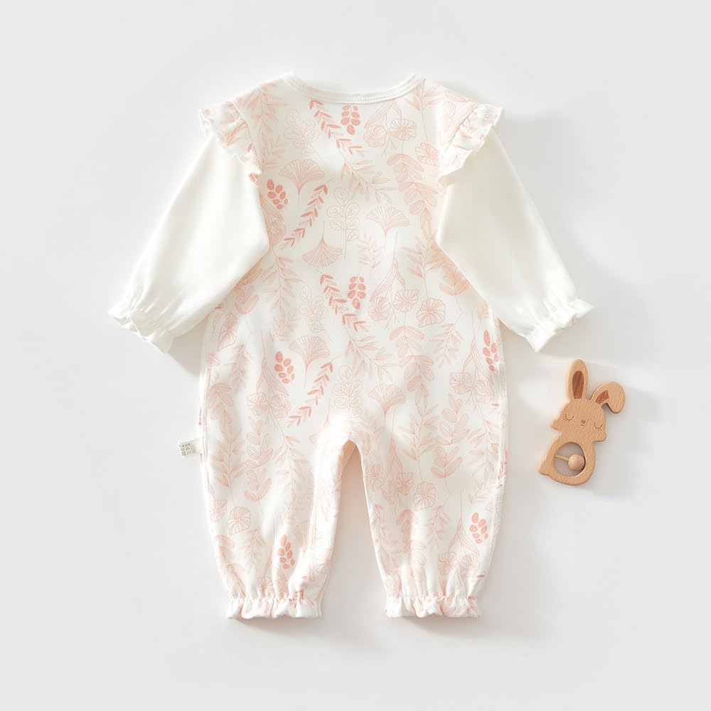 Babykoi Baby Clothes Long Sleeve Romper Boys Girls Unisex Spring Autumn Newborn Coveralls Front Opening Underwear Tie Strings Preparing for Birth Gift