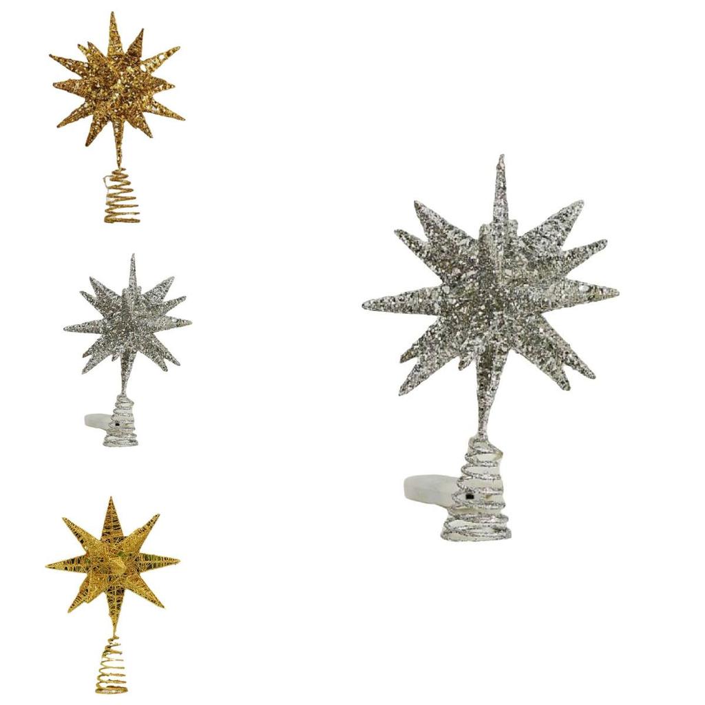 Star Tree Topper With Led Sparkles And Iron Construction For Christmas Festivities