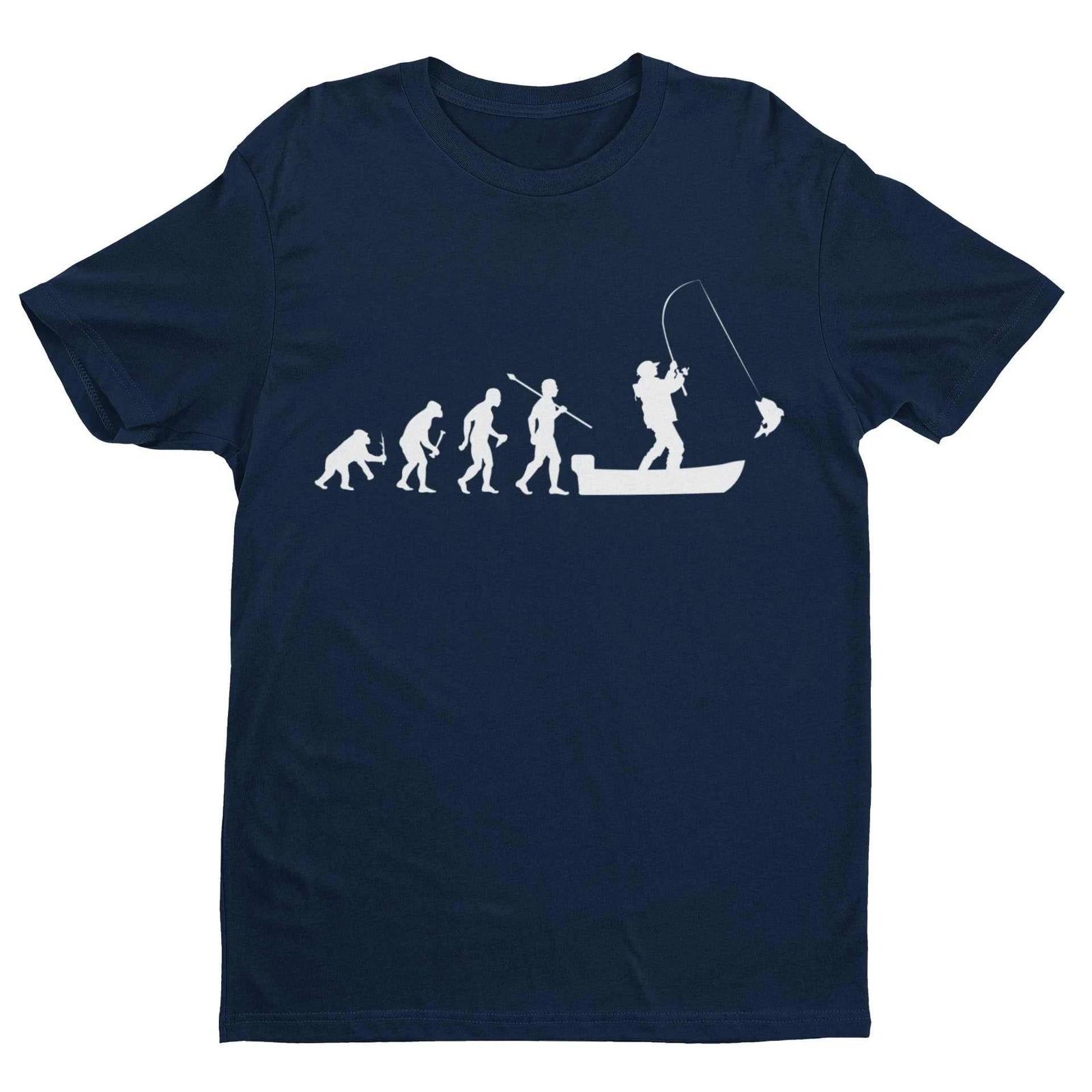 Funny Fishing T Shirt The Evolution of Man To Boat Fisherman Gift Idea Angler L