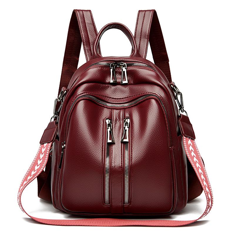 High-end Ladies' Backpack, Fashionable Soft Leather Women's Bag, Travel Backpack, Large-capacity Student Schoolbag