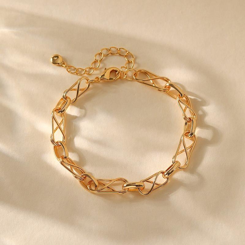 Minimalist Gold Plated Color Retention Neutral Thick Chain Handmade Plain Bracelet