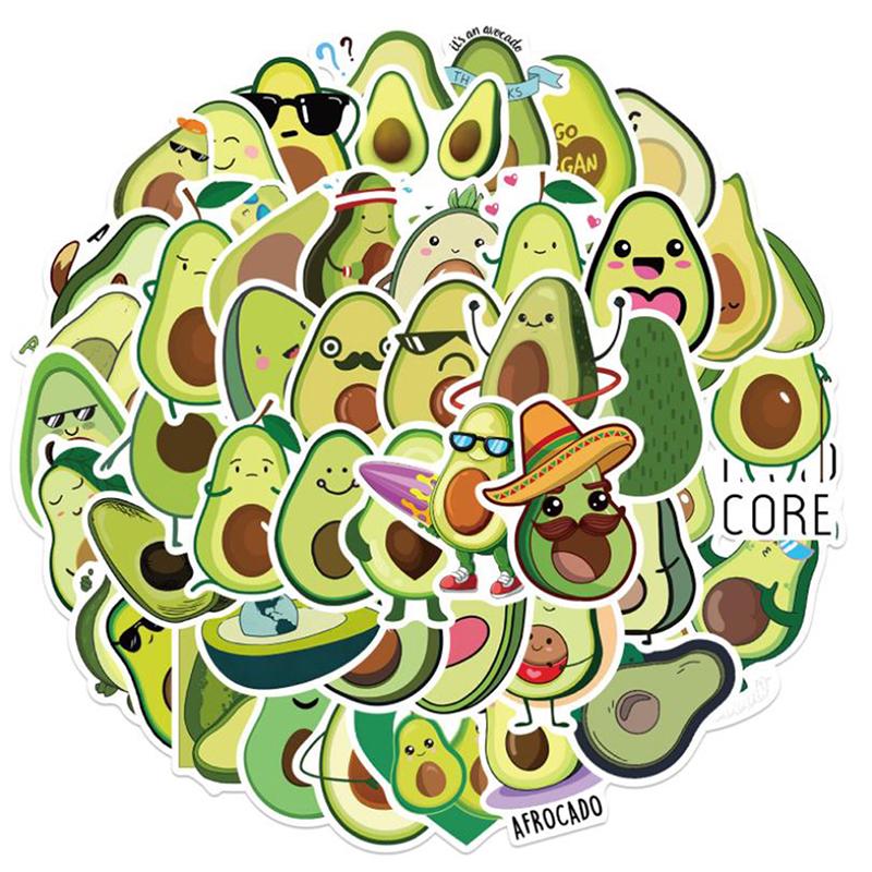 50Pcs Cartoon Avocado Stickers Guitar Suitcase Laptop Helmet Graffiti Sticker