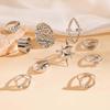 10Pcs/Set Fashion Metal Lava Lines Star Rings Set For Women Exaggerated Gold Color Geometric Smooth Chunky Ring Jewelry