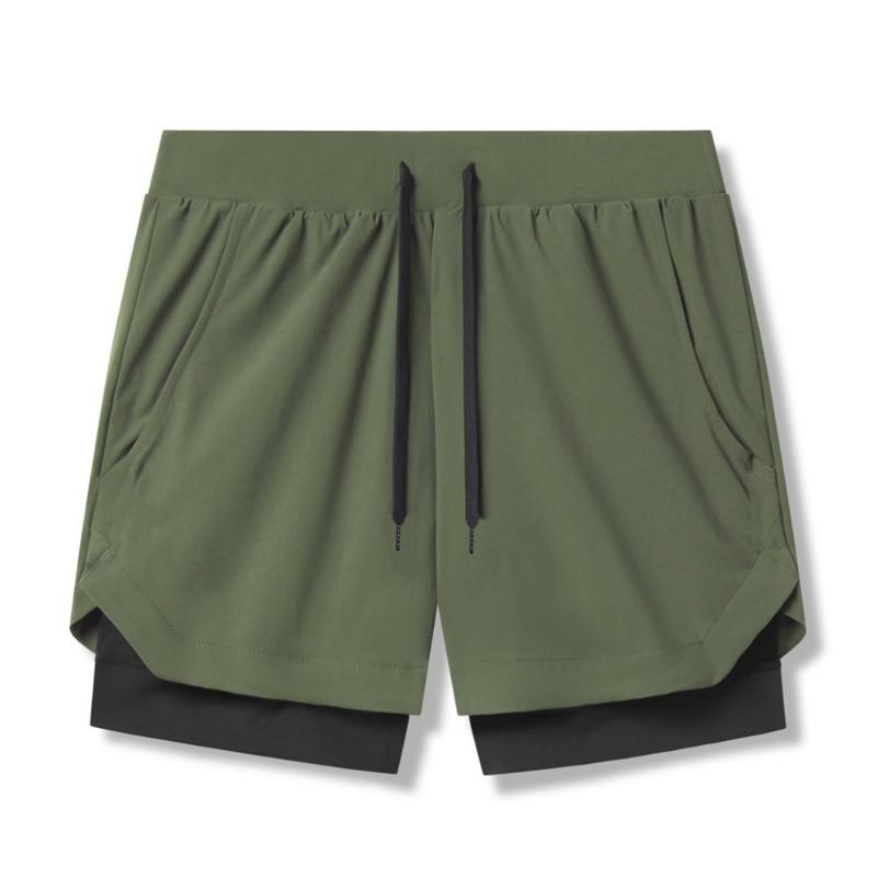 Herren 2-in-1 Kompressionsshorts Elastischer Bund Mit Handytasche Fitnessbekleidung