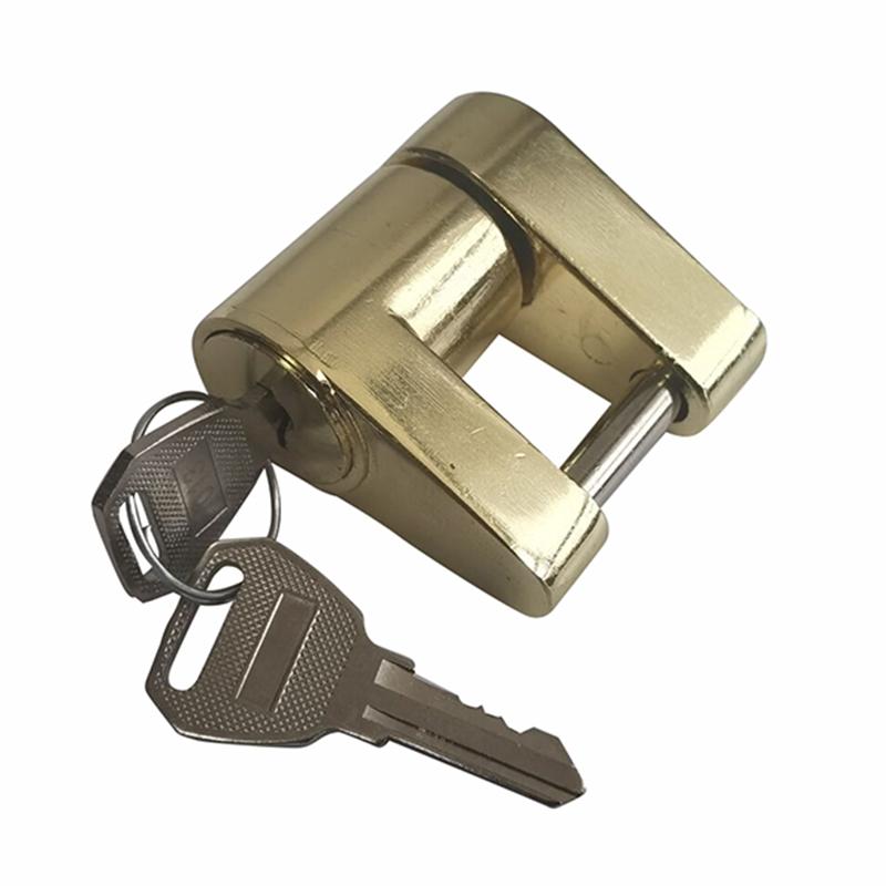 Zinc Alloy Trailer Hitch Coupler Lock For Locking Hauling Security Towing Tow Bar 2 Keys Rust-resistance Anti-theft Hard-wearing