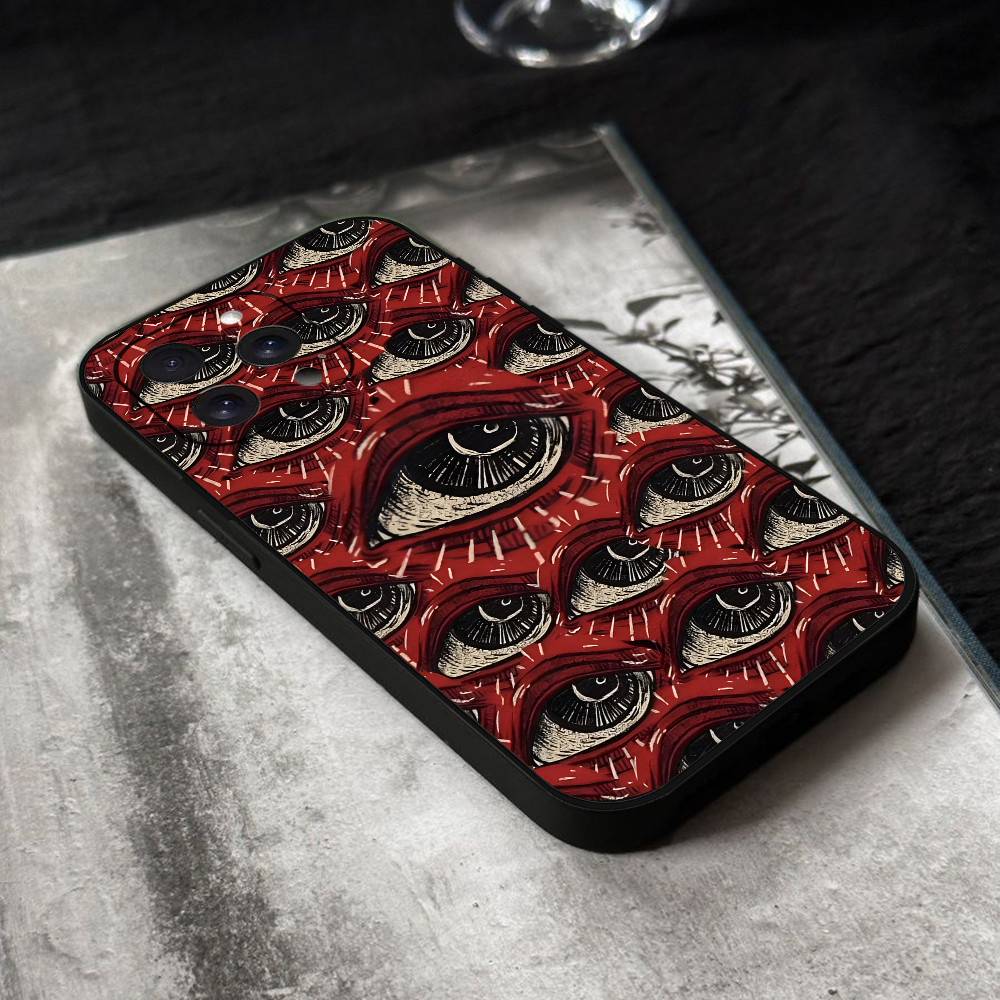 Vintage Evil Eyes Phone Case Black Silicone Soft Shell For IPhone 17 16 15 14 13 12 11 Air Pro Max Plus Hot Sale