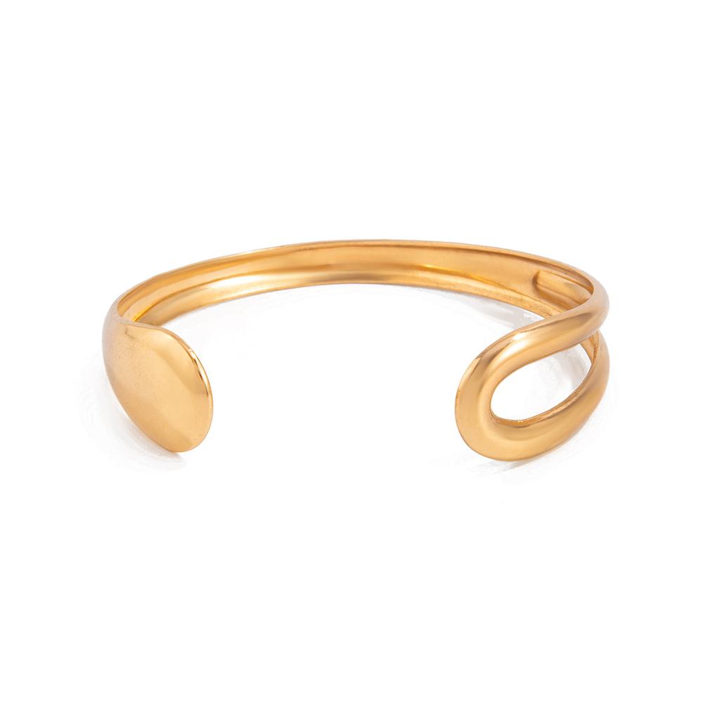 Einfacher Metall Glatter U-förmiger Armreif Bein Kette Design Sinn Geometrisch Hohl Offener Armring Damen