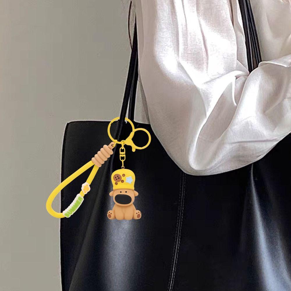 Anti-Lost Little Dog Keychain Resin Cartoon Dog Key Ring  Girls Couple Girlfriends