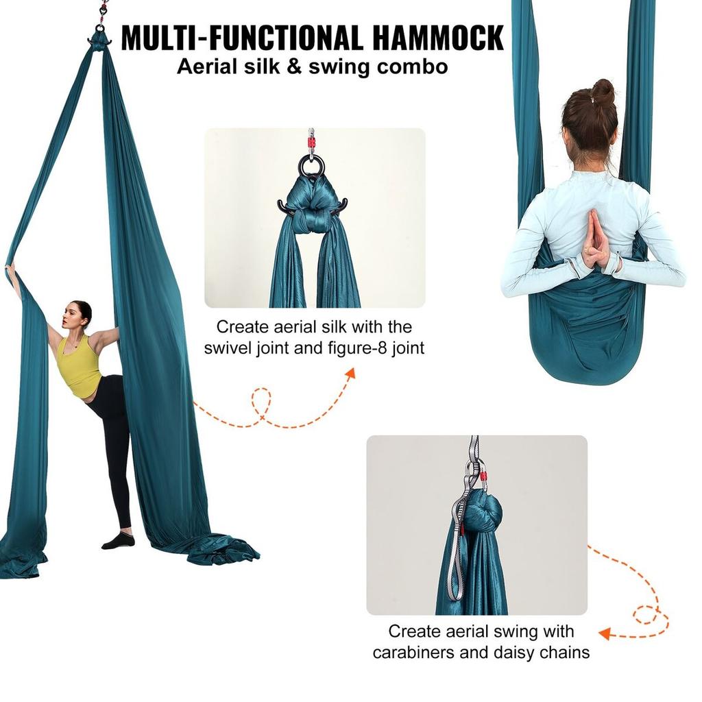 Aerial Silk & Yoga Swing, 8.7 Yards, Aerial Yoga Hammock Kit with 100gsm Nylon Fabric, Full Rigging Hardware & Easy Set-up Guide, Antigravity Flying