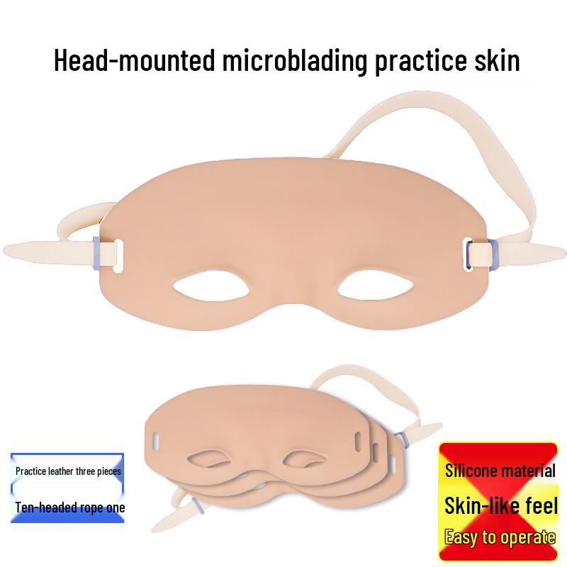 Head-Mounted Eyebrow Tattoo Practice Skin - Silicone Simulation for Beginners