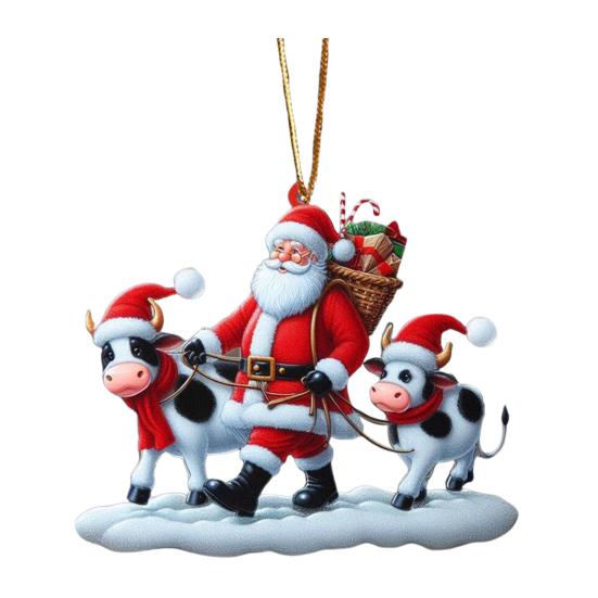 2D Acrylic Christmas Ornament Cute Flat Polar Bear/Octopus/Parrot Animal Car Rear View Mirror Charm Auto Interior Accessories for Window Wall