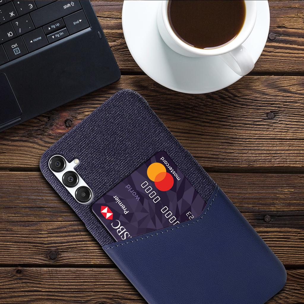 For Samsung Galaxy A17 5G/A17 4G Case PU Leather Cloth Texture Hard PC Phone Cover with Card Holder